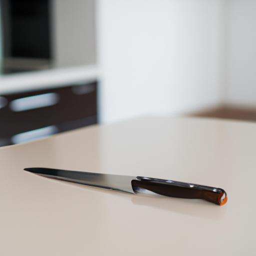a knife on a table in modern kitchen